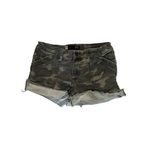 KUT from the KLOTH Womens ALICE Cut Off Shorts Raw Hem Green Camo Sz 4